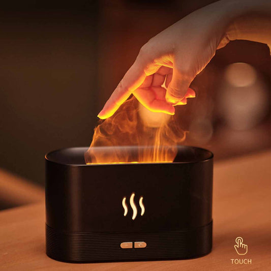Flame Air Diffuser,  180ML Essential Oil Flame Diffuser Humidifier with Fire LED Light, No Water Auto off Protection (Warm)