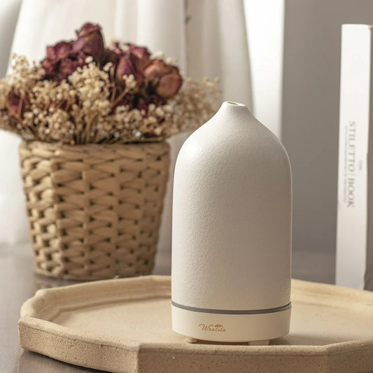 Diffusers for Essential Oils,Ceramic Diffuser,120Ml Ultrasonic Aromatherapy Diffusers with Auto Shut off Function for Home Office Room(White)